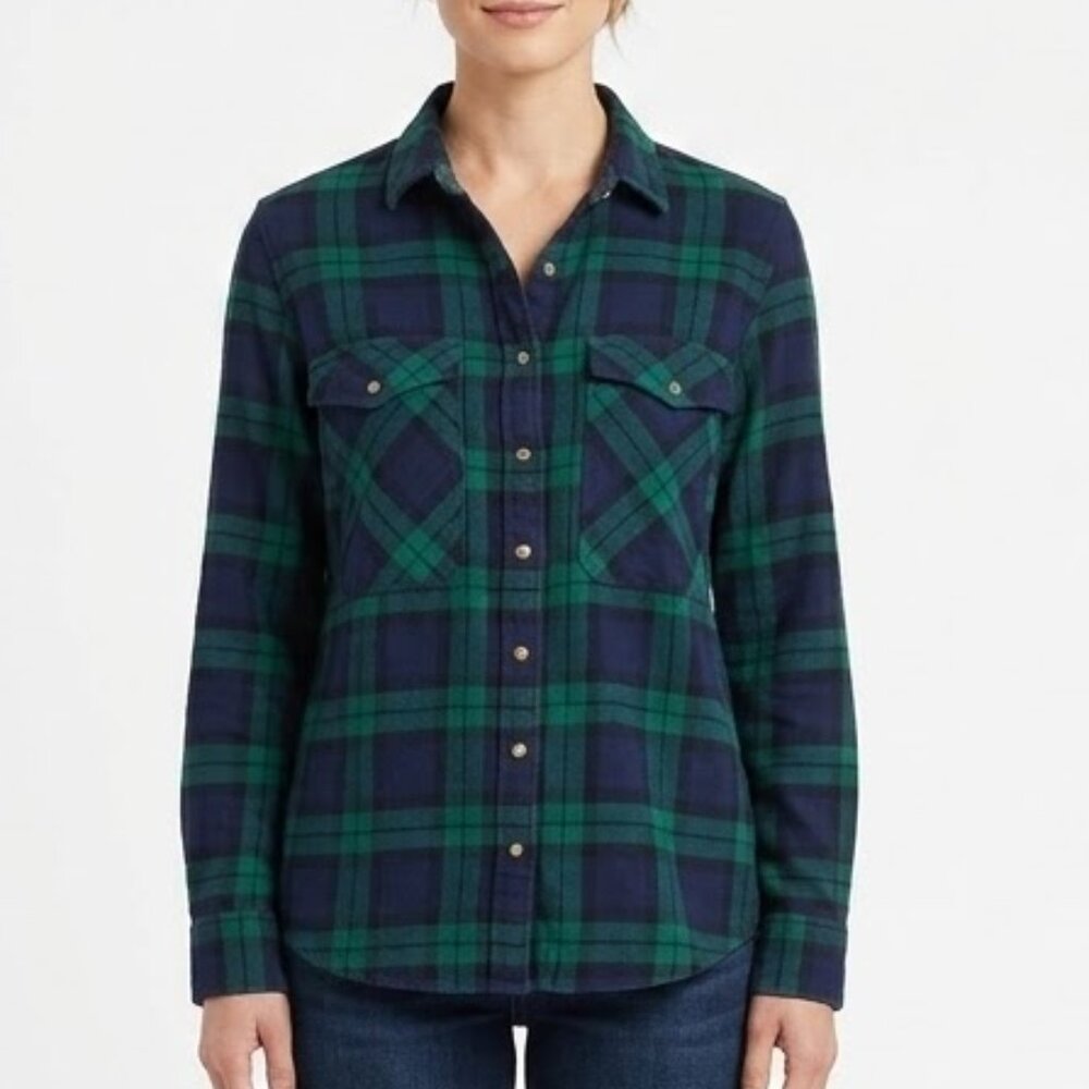 Rustic Outfitters Vintage Women's Plaid Snap Button Down Shirt XL Dark Academia